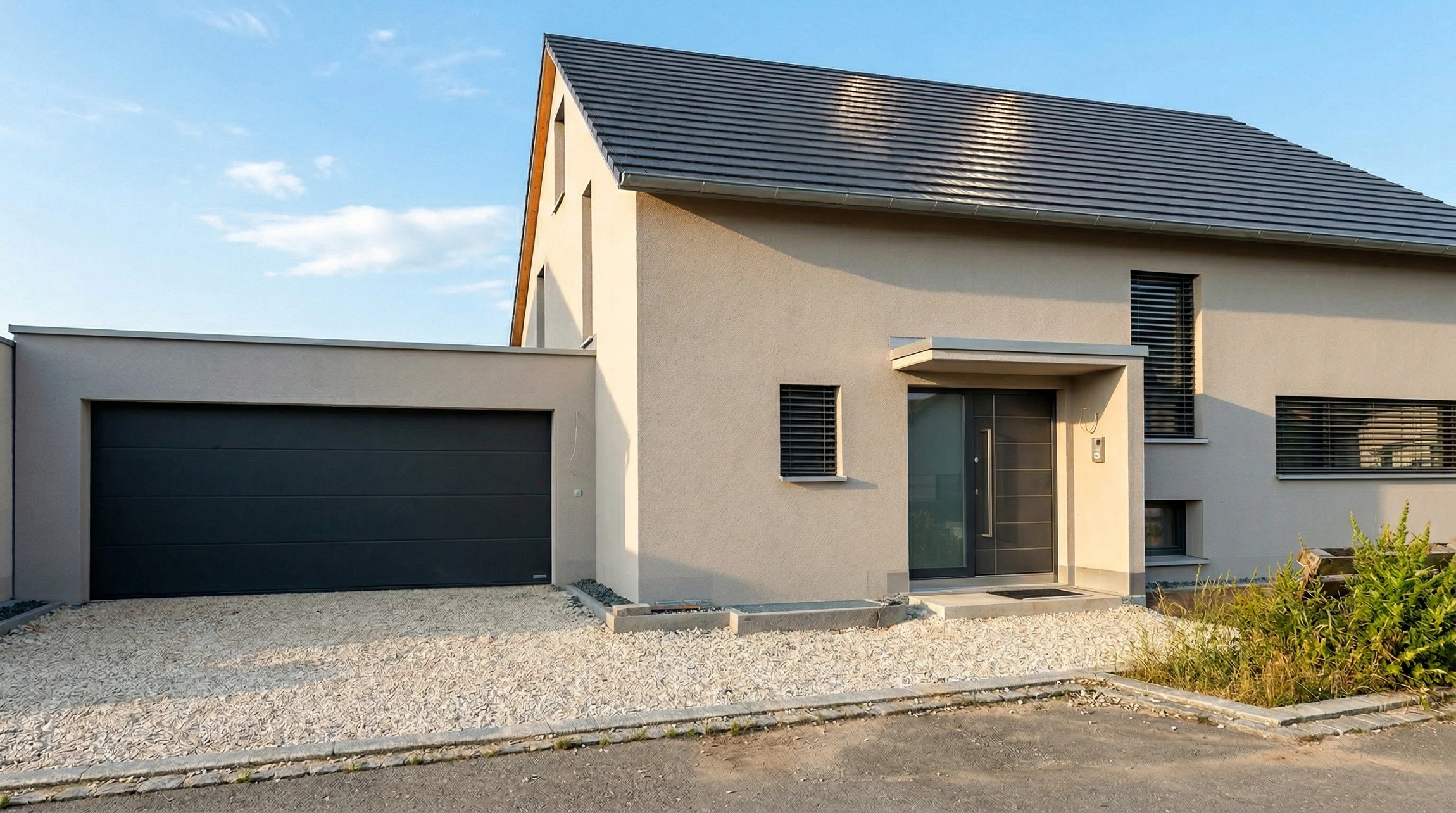 Façade extérieure d'un bâtiment en construction avec isolation thermique par l'extérieur